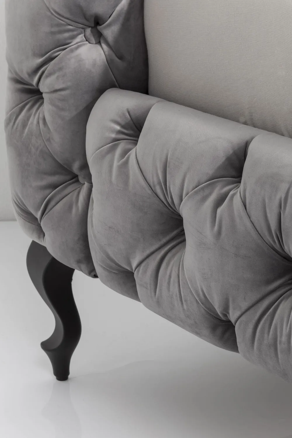 KARE Bett Desire Velvet Silbergrau 180x200 cm