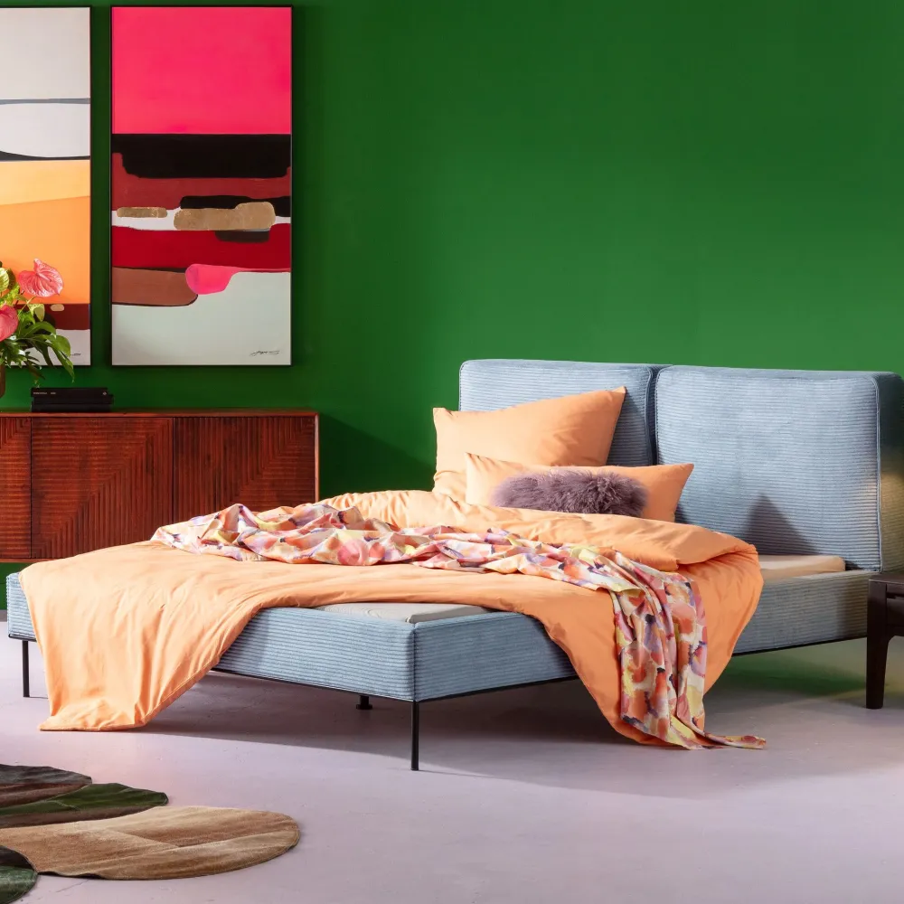 KARE Bett East Side Cord Blau 180x200cm Clearance