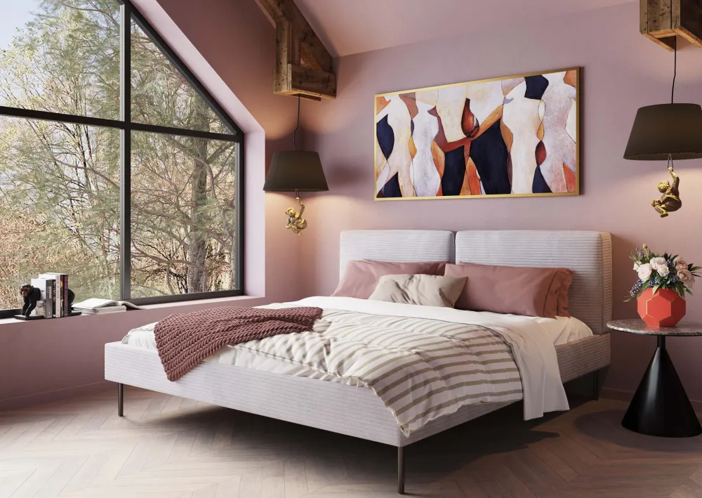 KARE Bett East Side Cord Grau 180x200cm Hot