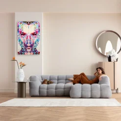 KARE Bild Glas Pixel Face 120x80cm Hot