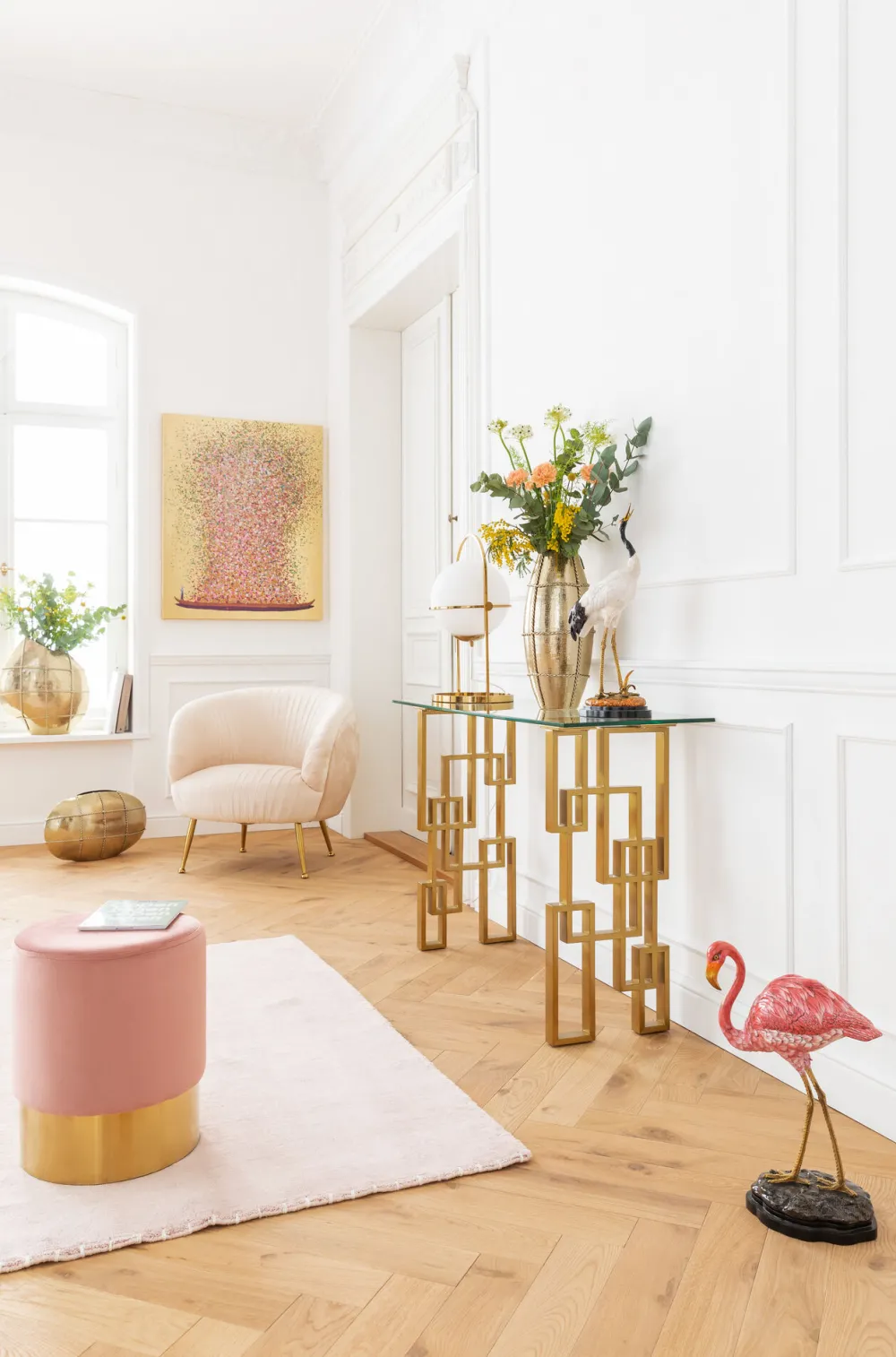 KARE Bild Touched Flower Boat Gold Pink 80x100cm Clearance