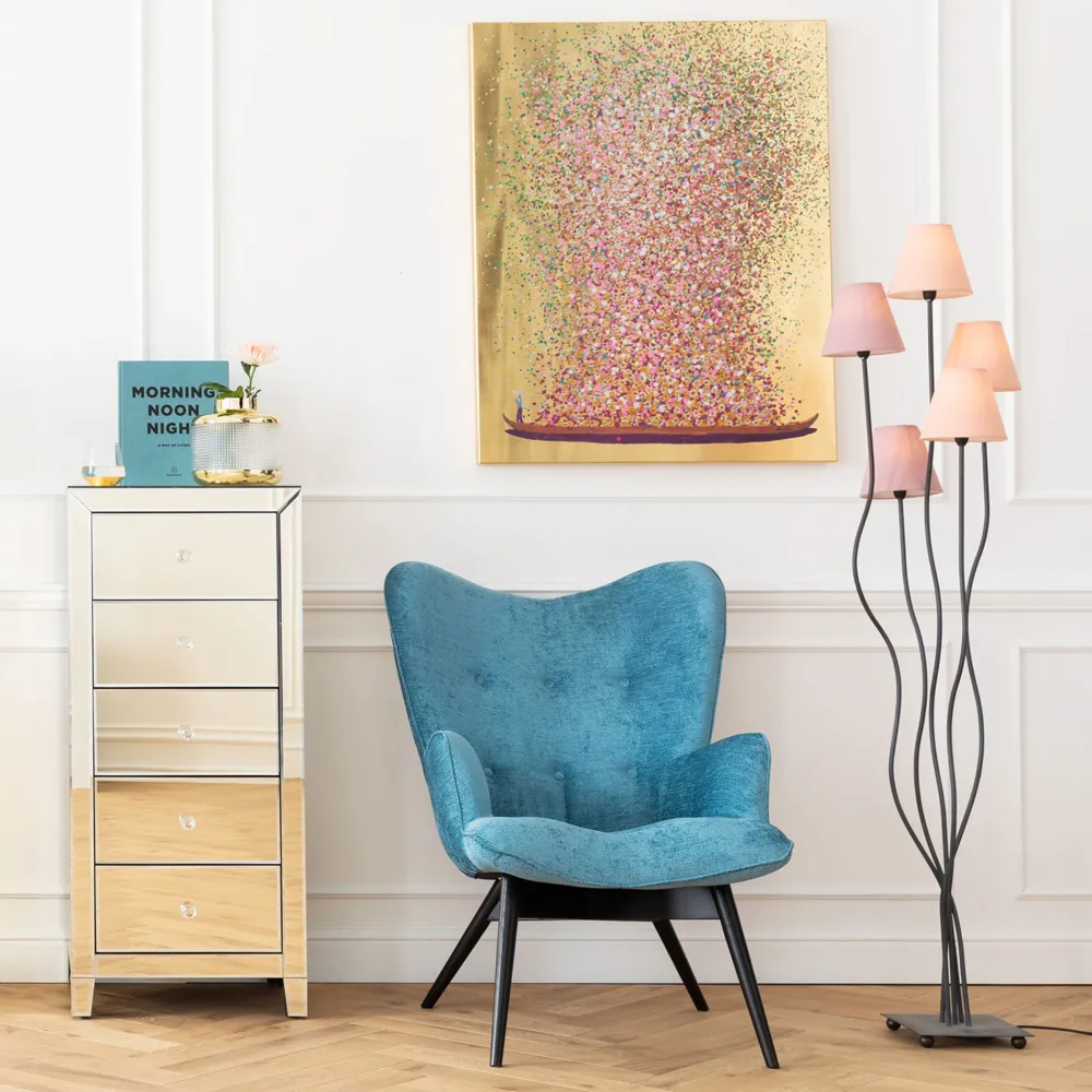 KARE Bild Touched Flower Boat Gold Pink 80x100cm Clearance