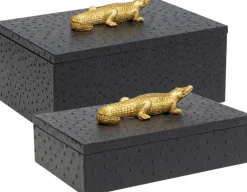 KARE Box Crocodile Schwarz (2/Set) Clearance