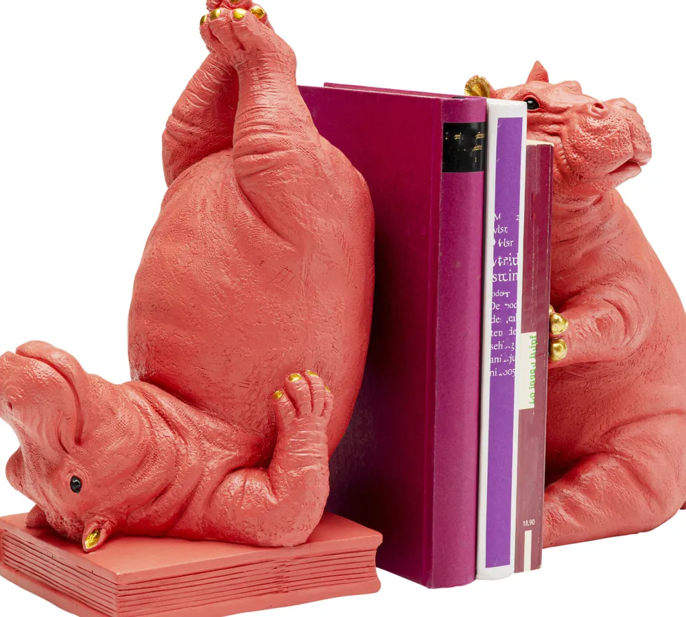 KARE Buchstütze Hippo Pink (2/Set) New