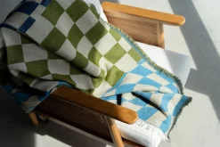 KARE Decke Checker Blau Grün 170x130cm Best
