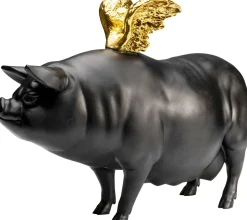 KARE Deko Figur Flying Pig Schwarz 21cm New