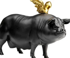 KARE Deko Figur Flying Pig Schwarz 21cm New