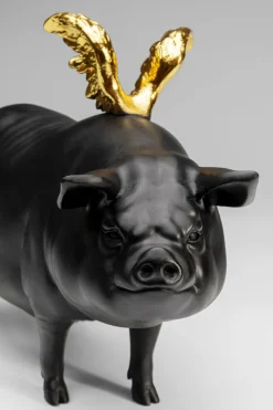 KARE Deko Figur Flying Pig Schwarz 21cm New