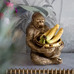KARE Deko Figur Gorilla Holding Bowl Gold 41cm Clearance