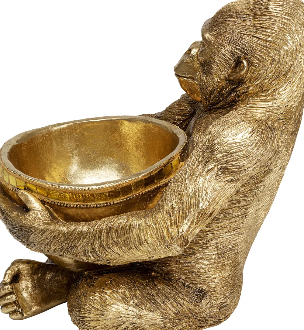 KARE Deko Figur Gorilla Holding Bowl Gold 41cm Clearance