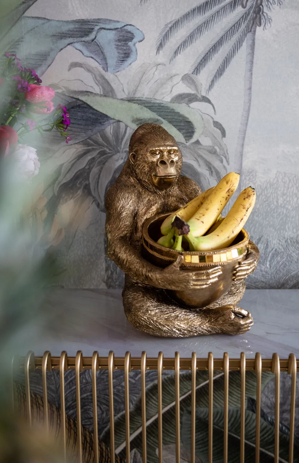 KARE Deko Figur Gorilla Holding Bowl Gold 41cm Clearance