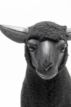 KARE Deko Figur Happy Sheep Wool Schwarz 37cm