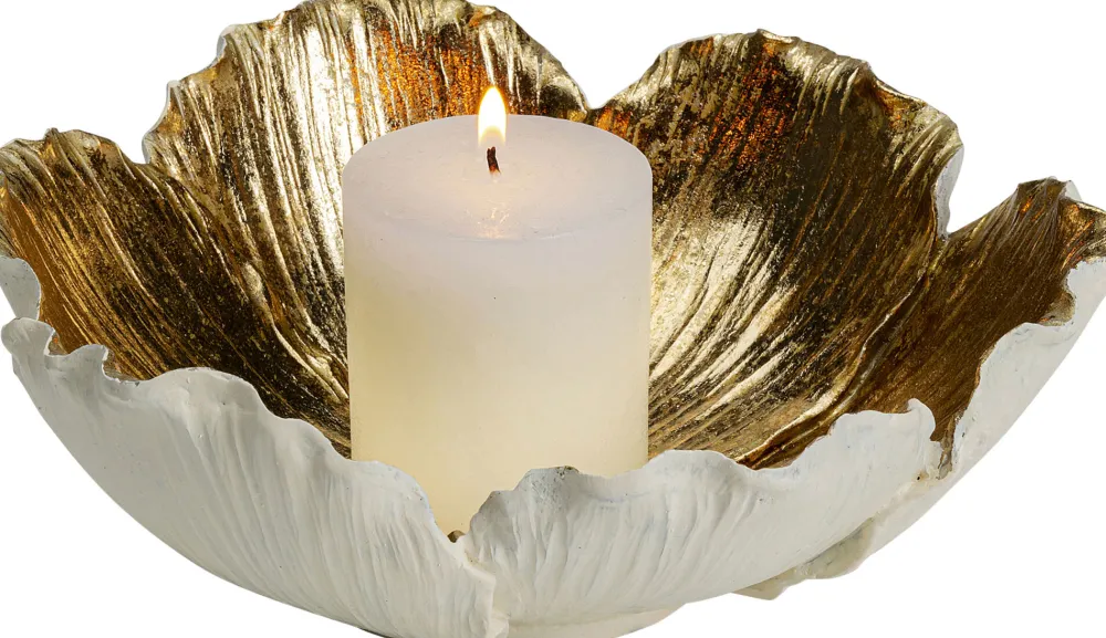 KARE Deko Schale Flower Bloom Creme Gold Ø25cm Clearance