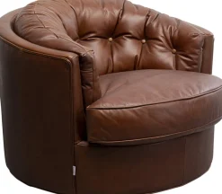 KARE Drehsessel Music Hall Leder Braun Clearance