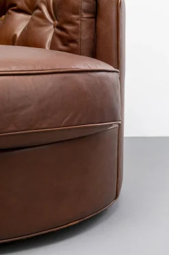 KARE Drehsessel Music Hall Leder Braun Clearance