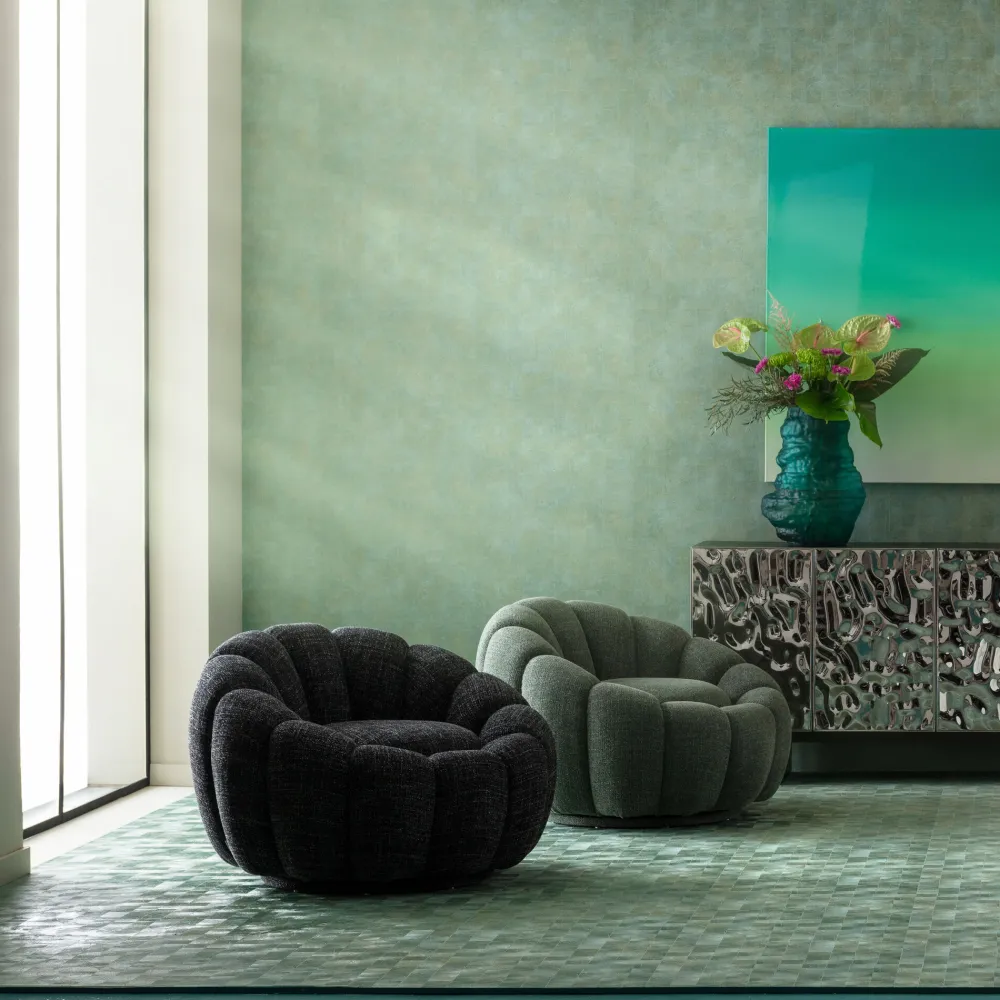 KARE Drehsessel Peppo Bloom Melange Schwarz Best