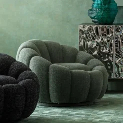 KARE Drehsessel Peppo Bloom Melange Grün Sale