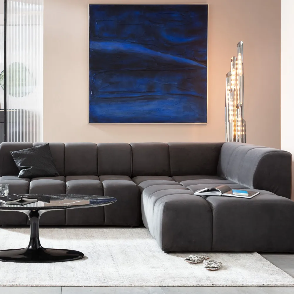 KARE Ecksofa Belami Velvet Grau Rechts Online