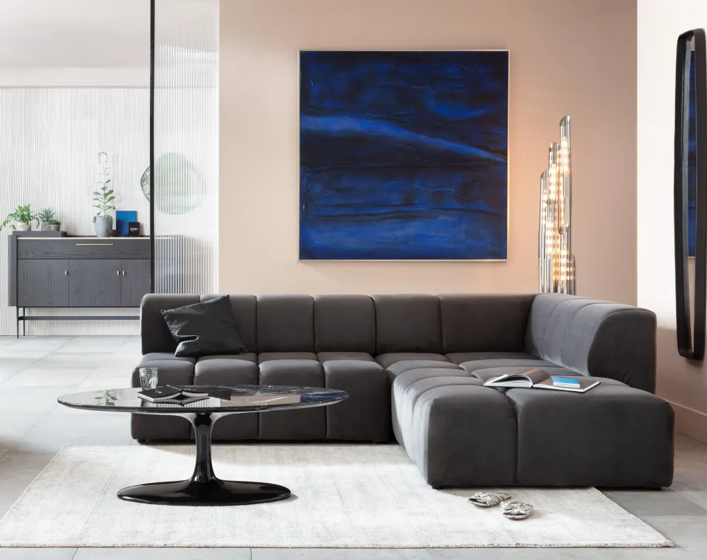 KARE Ecksofa Belami Velvet Grau Rechts Online