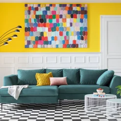 KARE Ecksofa Gianni Velvet Dunkelgrün Rechts Schwarz Hot