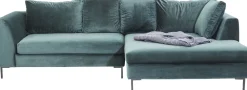 KARE Ecksofa Gianni Velvet Dunkelgrün Rechts Schwarz Hot