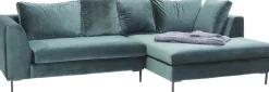 KARE Ecksofa Gianni Velvet Dunkelgrün Rechts Schwarz Hot