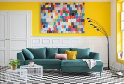KARE Ecksofa Gianni Velvet Dunkelgrün Rechts Schwarz Hot