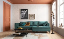 KARE Ecksofa Gianni Velvet Dunkelgrün Rechts Schwarz Hot