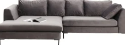 KARE Ecksofa Gianni Velvet Grau Links Schwarz Discount