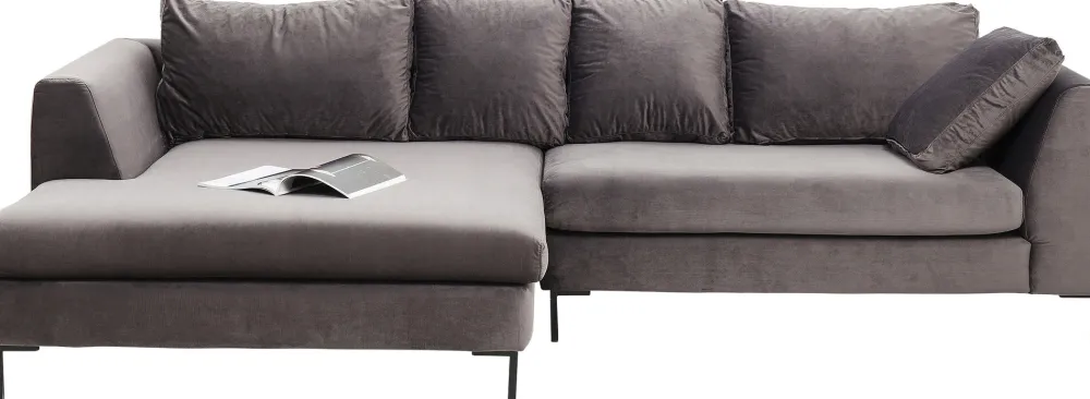 KARE Ecksofa Gianni Velvet Grau Links Schwarz Discount