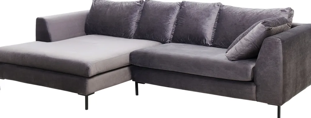 KARE Ecksofa Gianni Velvet Grau Links Schwarz Discount