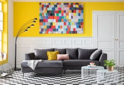 KARE Ecksofa Gianni Velvet Grau Links Schwarz Discount
