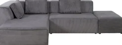 KARE Ecksofa Infinity Ottomane Cord Grau Links Outlet