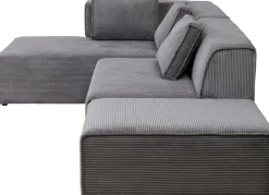 KARE Ecksofa Infinity Ottomane Cord Grau Links Outlet