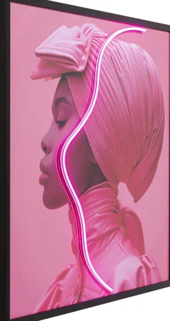 KARE Gerahmtes Bild Pink Woman LED 80x80cm Online