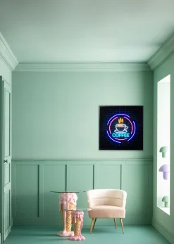 KARE Glasbild Coffee LED 80x80cm New