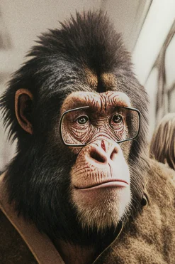 KARE Glasbild Commuter Monkey 60x60cm Outlet