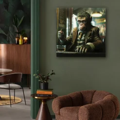 KARE Glasbild Drinking Monkey 100x100cm Online
