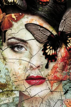 KARE Glasbild Lady Butterfly 100x150cm Online