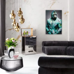 KARE Glasbild Mister Gorilla Blau 60x90cm Clearance