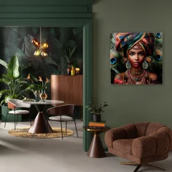 KARE Glasbild Muse Peacock 100x100cm Online
