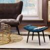 KARE Hocker Black Vicky Velvet Petrol 59x37cm New