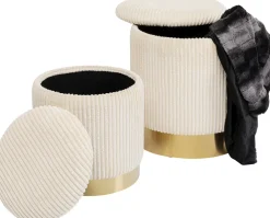 KARE Hocker Cherry Storage Cord Creme (2/Set) Sale