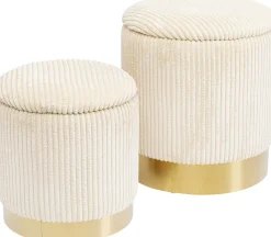 KARE Hocker Cherry Storage Cord Creme (2/Set) Sale