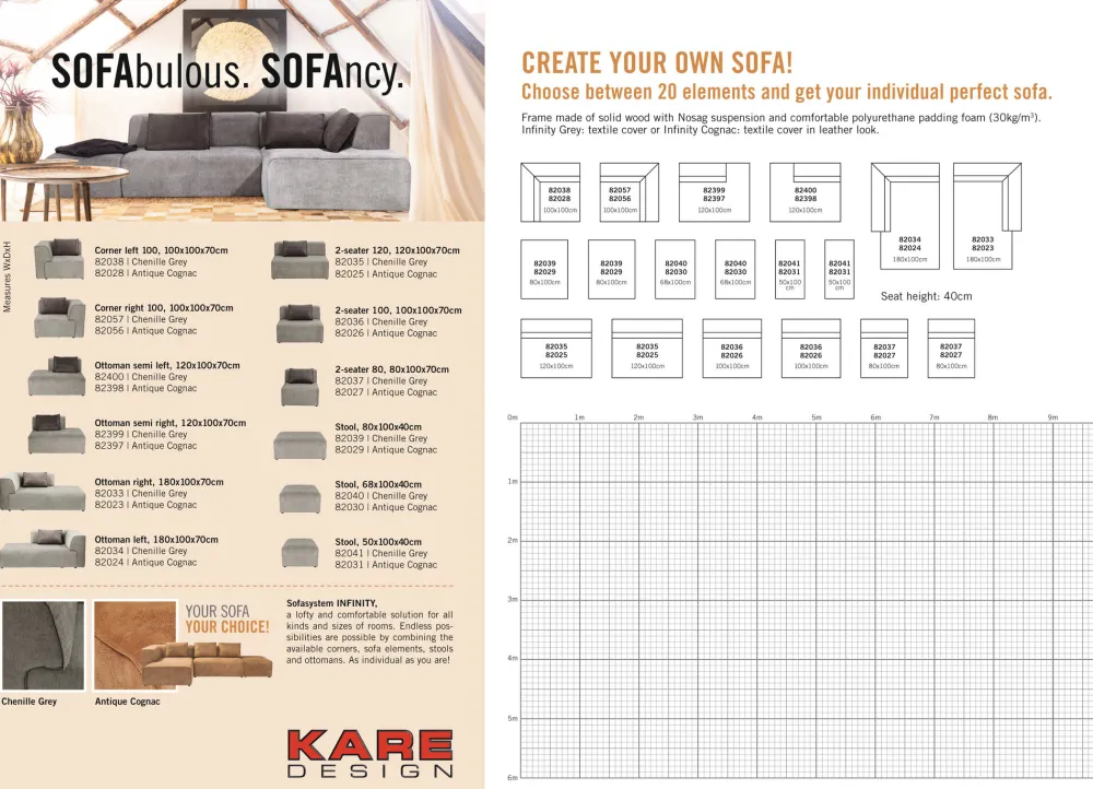 KARE Infinity Hocker 80 Elements Grau Best