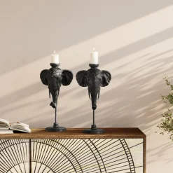KARE Kerzenständer Elephant Head Schwarz 49cm Outlet