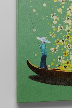 KARE Leinwandbild Flower Boat Grün Gelb 80x100cm New