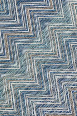 KARE Outdoor Teppich Zigzag Blau 230x330cm Online