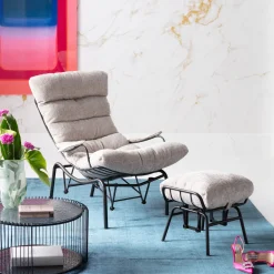 KARE Sessel + Hocker Vienna Swing Beige Best