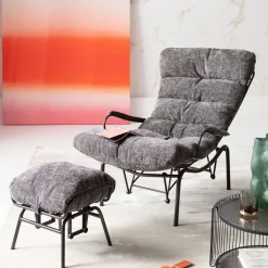 KARE Sessel + Hocker Vienna Swing Grau Sale